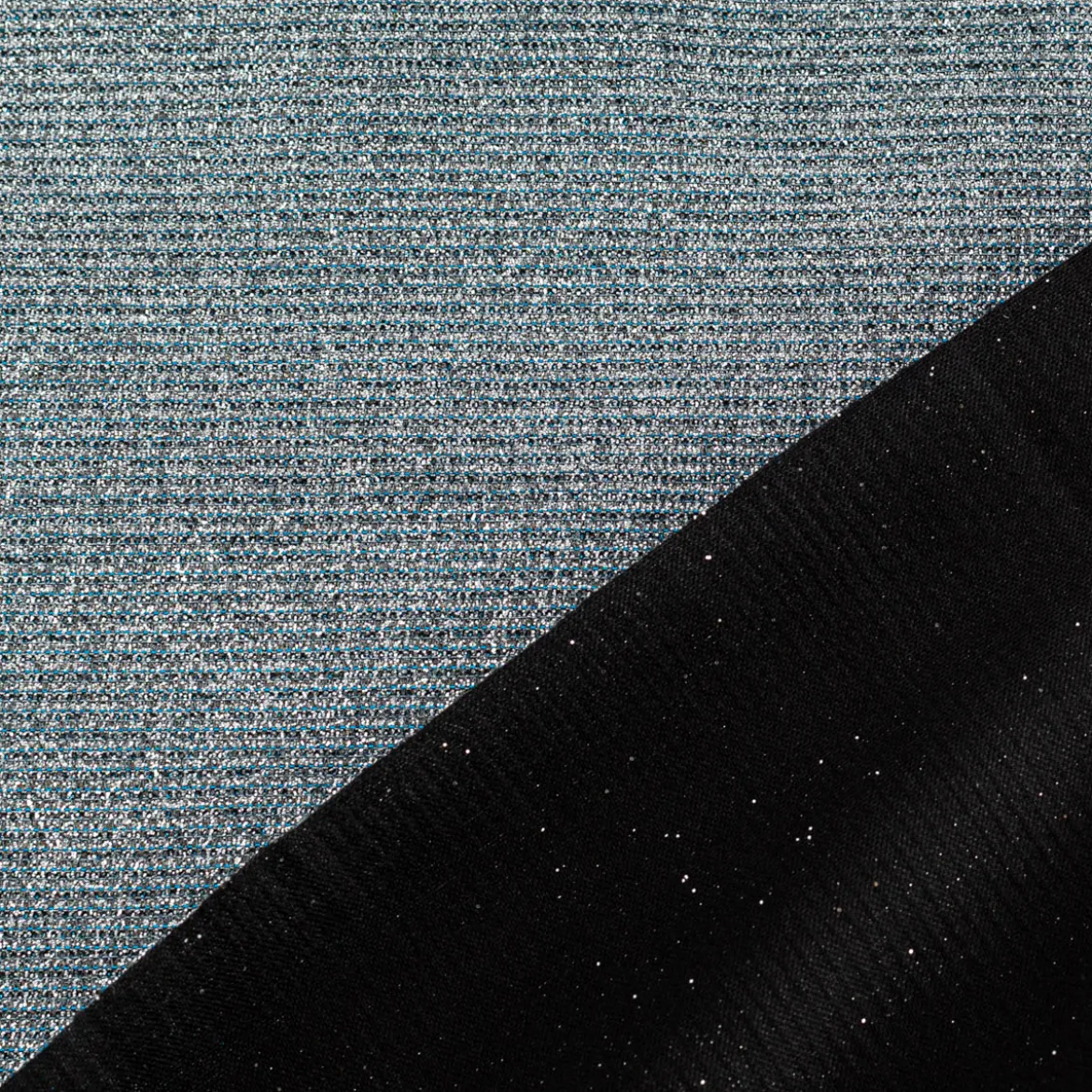 Jersey Lurex Glamour uni silberfarbig blau 1,40m Breite