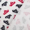Jersey Stoff Baumwolle Maritim Papierboote weiß blau rot 1,50m Breite