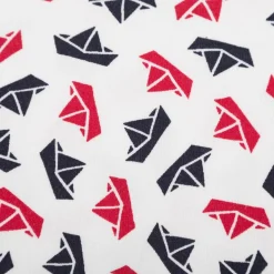 Jersey Stoff Baumwolle Maritim Papierboote weiß blau rot 1,50m Breite