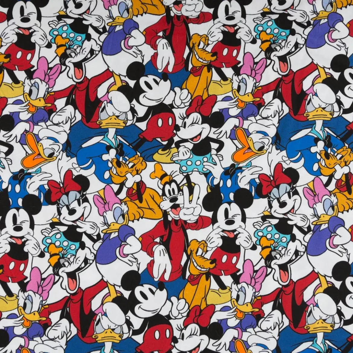 Jersey Stoff Baumwolle Mickey Mouse & Friends Digitaldruck weiß bunt 1,50m Breite