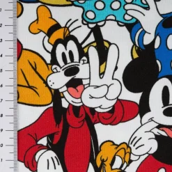 Jersey Stoff Baumwolle Mickey Mouse & Friends Digitaldruck weiß bunt 1,50m Breite