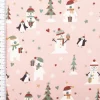Jersey Stoff Baumwolljersey Schneemann, Bär und PInguin rosa 1,45m Breite