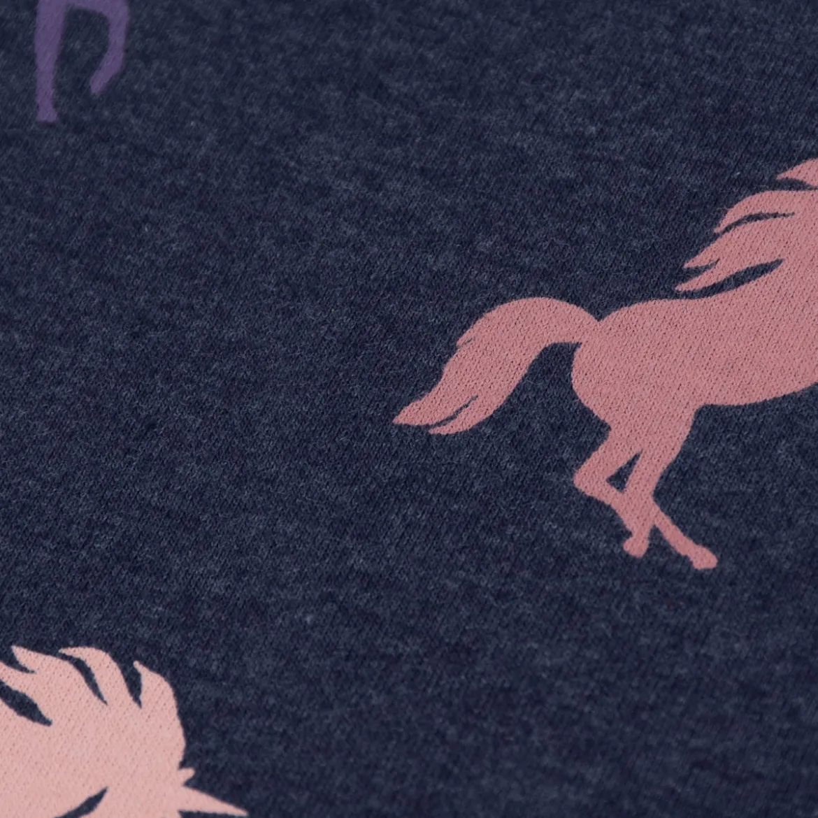 Jersey Stoff Baumwolljersey Melange Unicorn Einhörner indigoblau meliert 1,48m Breite