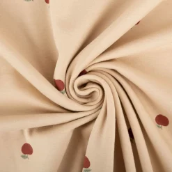 Jersey Stoff Baumwolljersey Äpfel beige rot 1,50m Breite