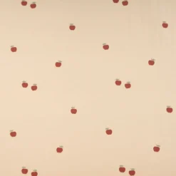 Jersey Stoff Baumwolljersey Äpfel beige rot 1,50m Breite