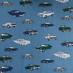 Jersey Stoff Baumwolljersey CLASSIC CARS Autos jeans blau grün 1,45m Breite