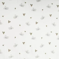 Jersey Stoff Baumwolljersey Koalas Blätter ecru grau 1,50m Breite