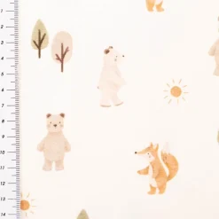 Jersey Stoff Baumwolljersey Digitaldruck Forest Animals weiß 1,4m Breite