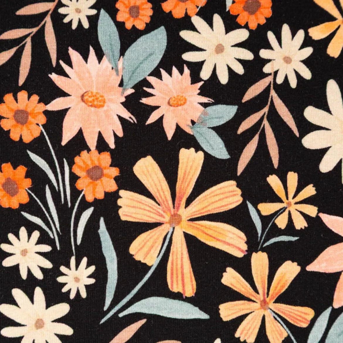 Jersey Stoff Baumwolljersey Digitaldruck Flowers schwarz bunt 1,4m Breite