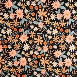Jersey Stoff Baumwolljersey Digitaldruck Flowers schwarz bunt 1,4m Breite