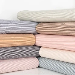 Jersey Stoff Baumwolljersey Yarn Dyed Streifen fein weiß beige 1,50m Breite