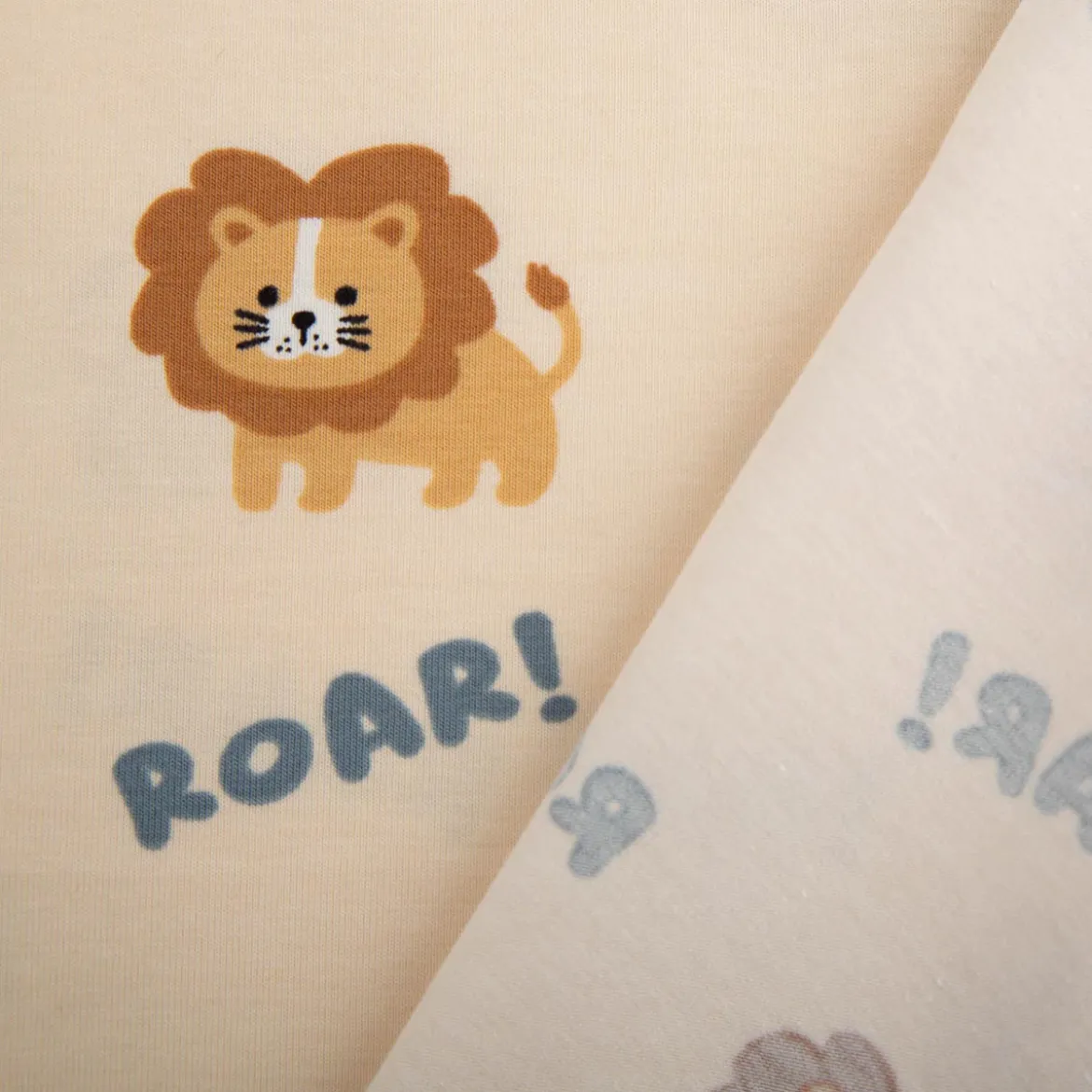 Jersey Stoff Baumwolljersey Löwen ROAR! ecru 1,48 m Breite