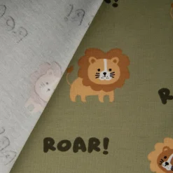 Jersey Stoff Baumwolljersey Löwen ROAR! grün 1,48 m Breite