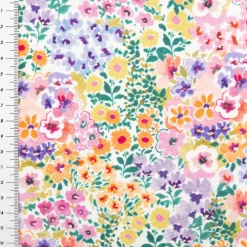 Jersey Stoff Baumwolljersey Blumen Digitaldruck weiß bunt 1,48 m Breite