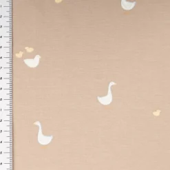 Jersey Stoff Baumwolljersey Gänse sand weiß 1,45m Breite
