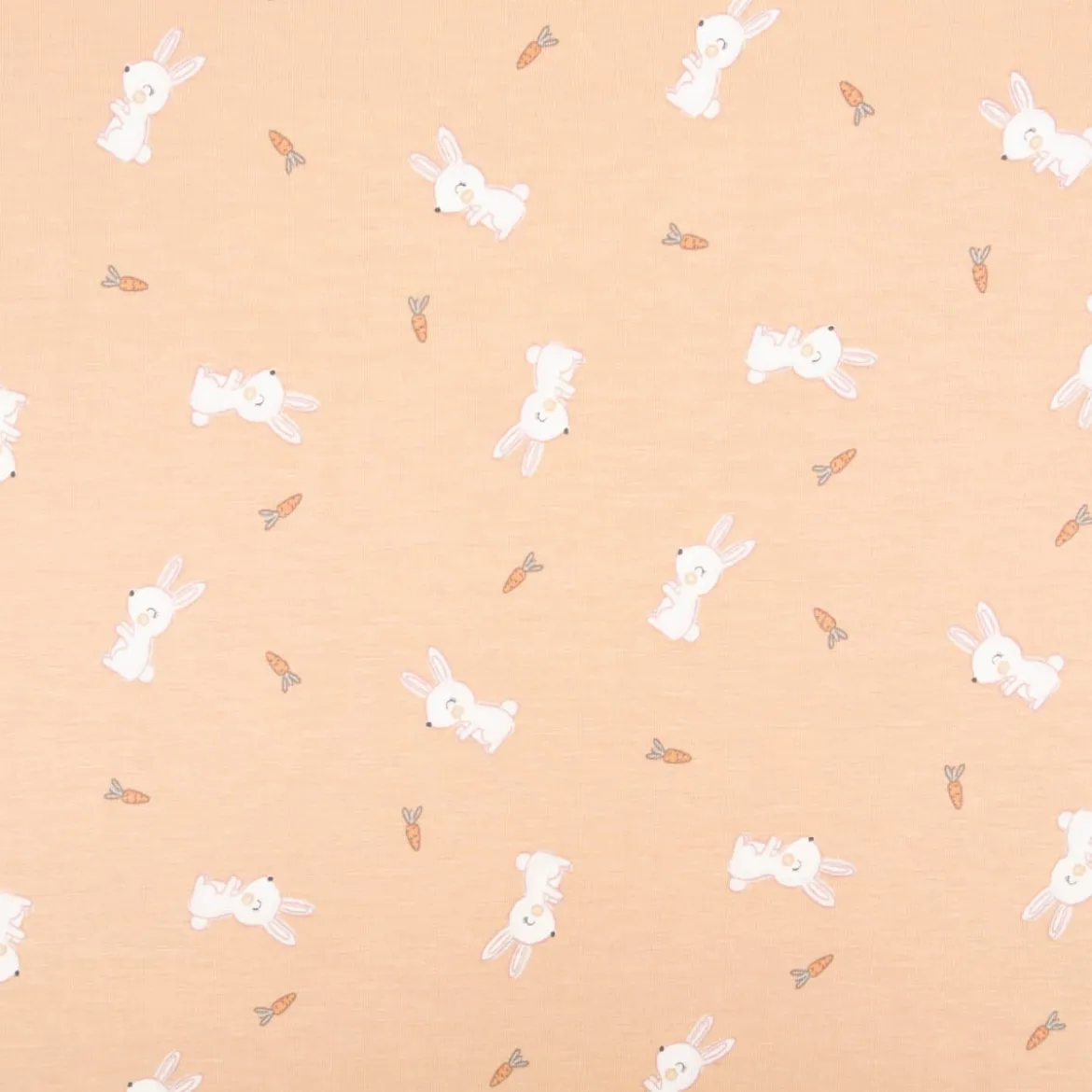 Jersey Stoff Baumwolljersey Kaninchen Möhren lachs weiß 1,45m Breite