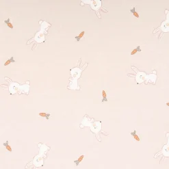 Jersey Stoff Baumwolljersey Kaninchen Möhren beige weiß 1,45m Breite