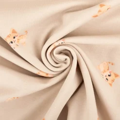 Jersey Stoff Baumwolljersey Katzen sand 1,45m Breite