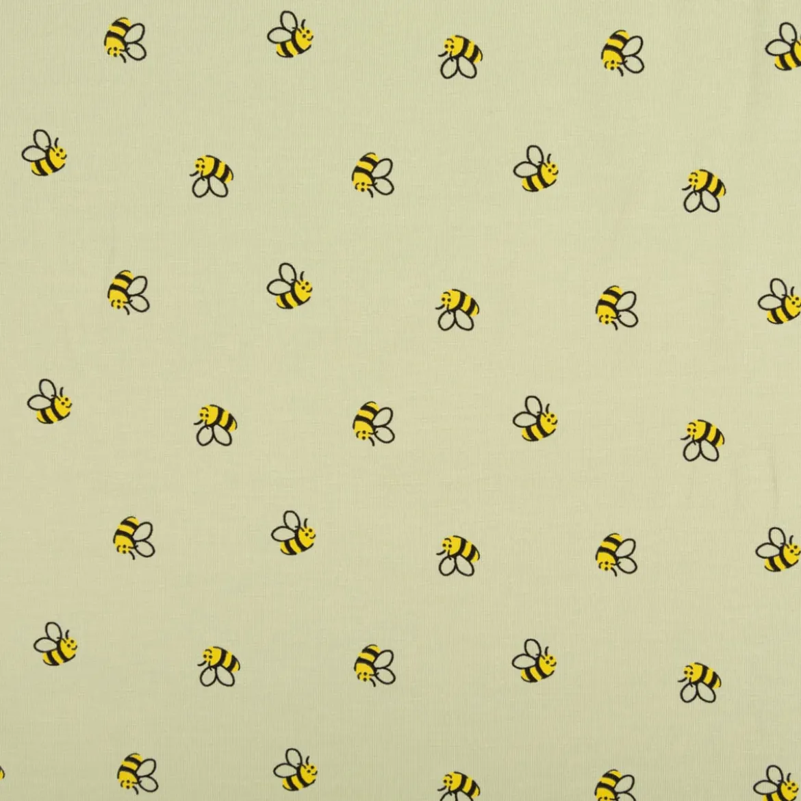 Jersey Stoff Baumwolljersey Bienen grün gelb 1,45m Breite