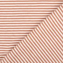 Jersey Stoff Baumwolljersey Yarn Dyed Streifen fein weiß kamel 1,50m Breite