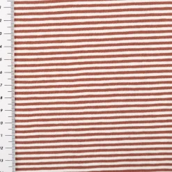 Jersey Stoff Baumwolljersey Yarn Dyed Streifen fein weiß rost 1,50m Breite