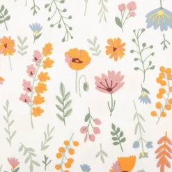 Jersey Stoff Baumwolljersey Flower Field Blumen weiß bunt 1,45m Breite