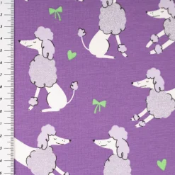 Jersey Stoff Baumwolljersey Pudel mit Glitzer lila 1,48 m Breite