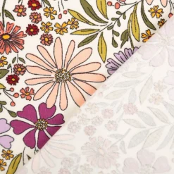 Jersey Stoff Baumwolljersey Blumen ecru grün lila rosa 1,48 m Breite
