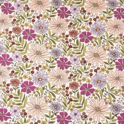 Jersey Stoff Baumwolljersey Blumen ecru grün lila rosa 1,48 m Breite