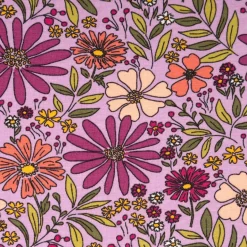 Jersey Stoff Baumwolljersey Blumen violett 1,48 m Breite