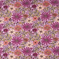 Jersey Stoff Baumwolljersey Blumen violett 1,48 m Breite