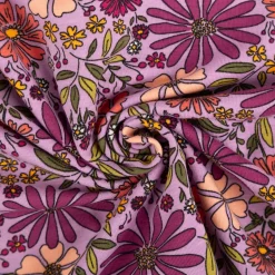 Jersey Stoff Baumwolljersey Blumen violett 1,48 m Breite