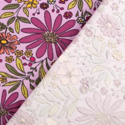 Jersey Stoff Baumwolljersey Blumen violett 1,48 m Breite