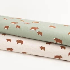Jersey Stoff Baumwolljersey Bären meliert mintgrün braun 1,48 m Breite