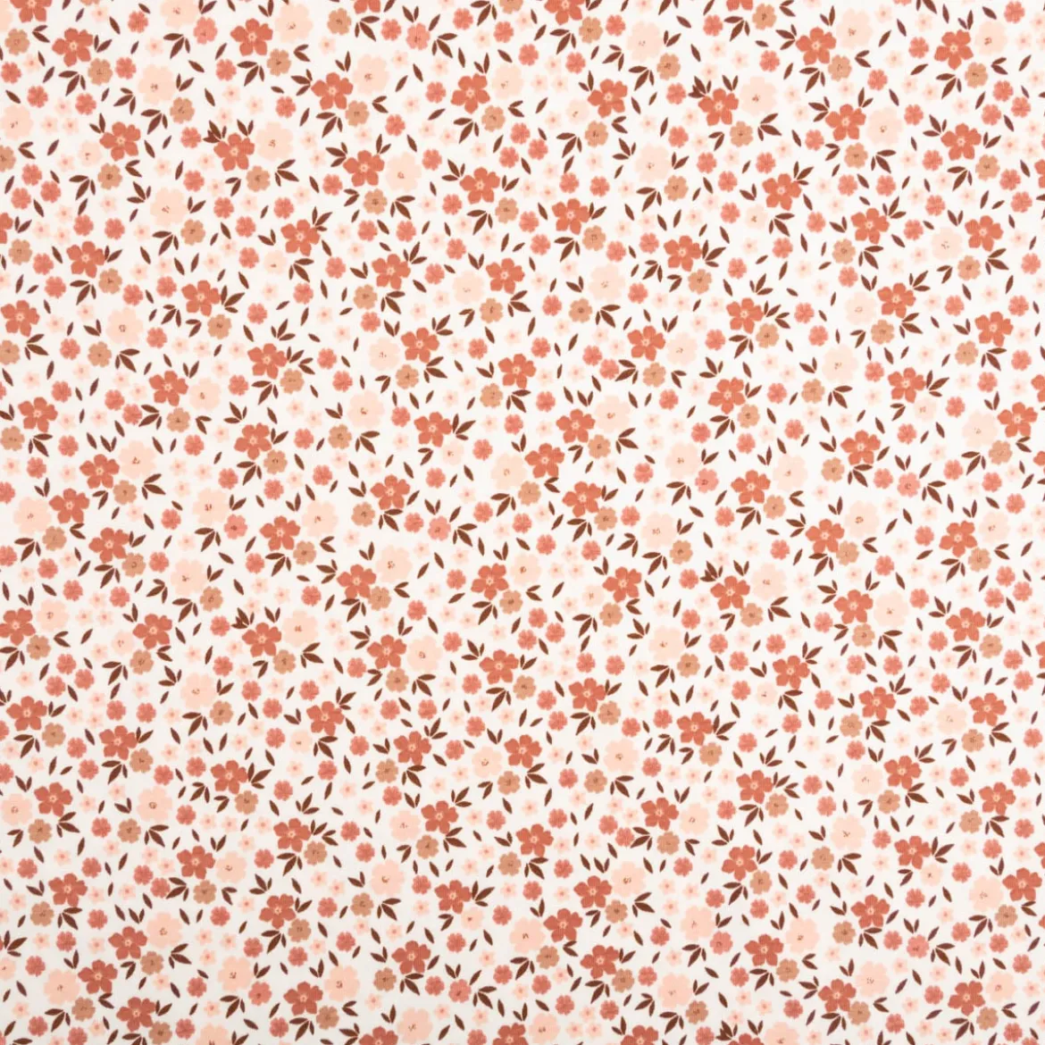 Jersey Stoff Baumwolljersey Blumen wollweiß rosa braun 1,50m Breite
