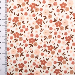 Jersey Stoff Baumwolljersey Blumen wollweiß rosa braun 1,50m Breite