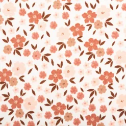 Jersey Stoff Baumwolljersey Blumen wollweiß rosa braun 1,50m Breite