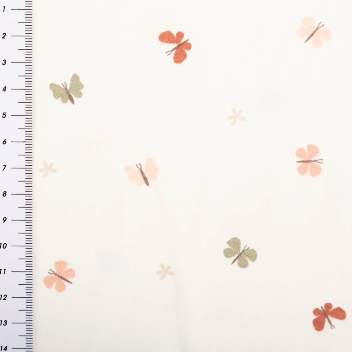 Jersey Stoff Baumwolljersey Schmetterlinge wollweiß rosa rot beige 1,50m Breite