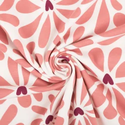 Jersey Stoff Baumwolljersey Blütenblätter Herz rosa 1,50m Breite