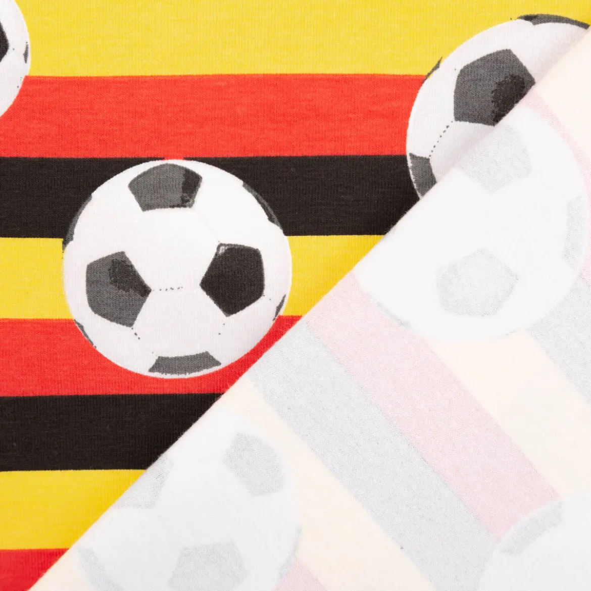 Jersey Stoff Baumwolljersey Fußball Streifen Deutschlandfarben 1,45m Breite