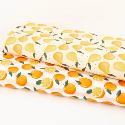 Jersey Stoff Baumwolljersey Melody Orangen & Streifen orange von Swafing 1,50m Breite