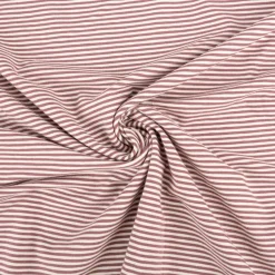Jersey Stoff Baumwolljersey Yarn Dyed Streifen fein weiß mauve 1,50m Breite