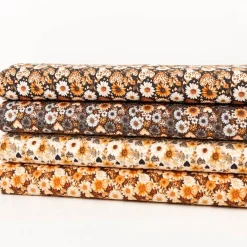 Jersey Stoff Baumwolljersey Digitaldruck Daisy Leo Herzen Blumen creme senfgelb schwarz 1,5m Breite