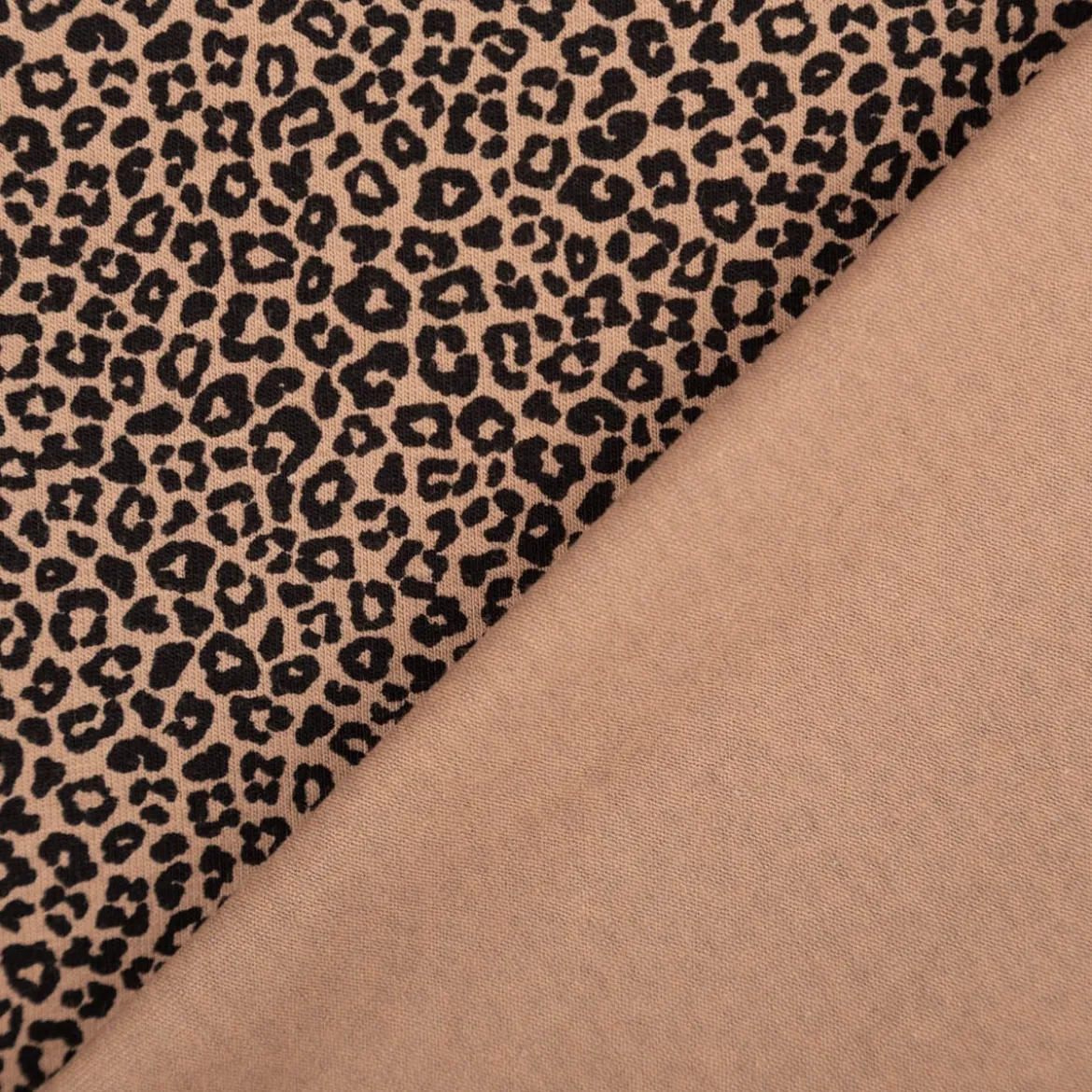 Jersey Stoff Baumwolljersey Mini Leo Leomuster taupe schwarz 1,5m Breite