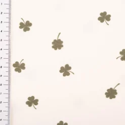 Jersey Stoff Baumwolljersey Kleeblatt wollweiß grün 1,50m Breite