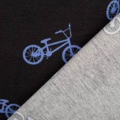 Jersey Stoff Baumwolljersey BMX Fahrrad schwarz blau 1,48 m Breite