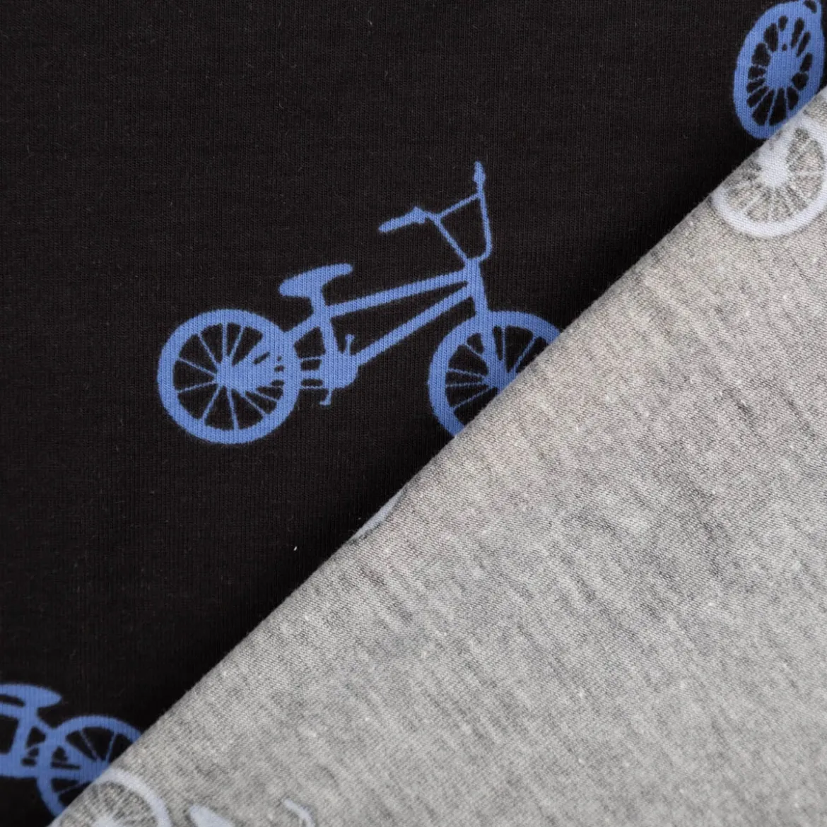Jersey Stoff Baumwolljersey BMX Fahrrad schwarz blau 1,48 m Breite