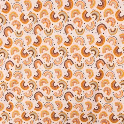 Jersey Stoff Digitaldruck Aquarell Regebogen Punkte Herzen rosa orange 1,4m Breite