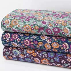 Jersey Stoff FLOWERS Blumen Blätter grün bunt 1,5m Breite