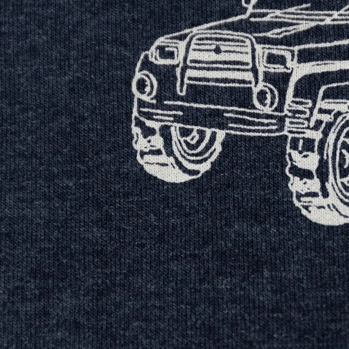 Jersey Stoff Melange Cars Monstertrucks dunkelblau meliert 1,48m Breite